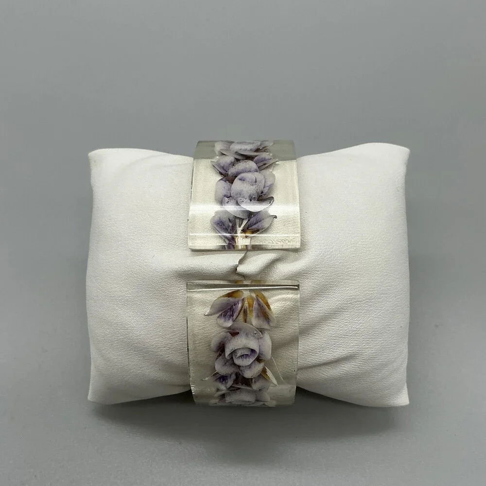 Joan Rivers Womens Watch 24mm Purple Dial Clear Floral Gold Tone New Battery